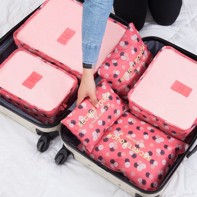 6pcs/set Baggage Travel Organizer Bag Waterproof Project Packing Organizer Travel Bags Clothes Arrange  Travel Accessories Bags