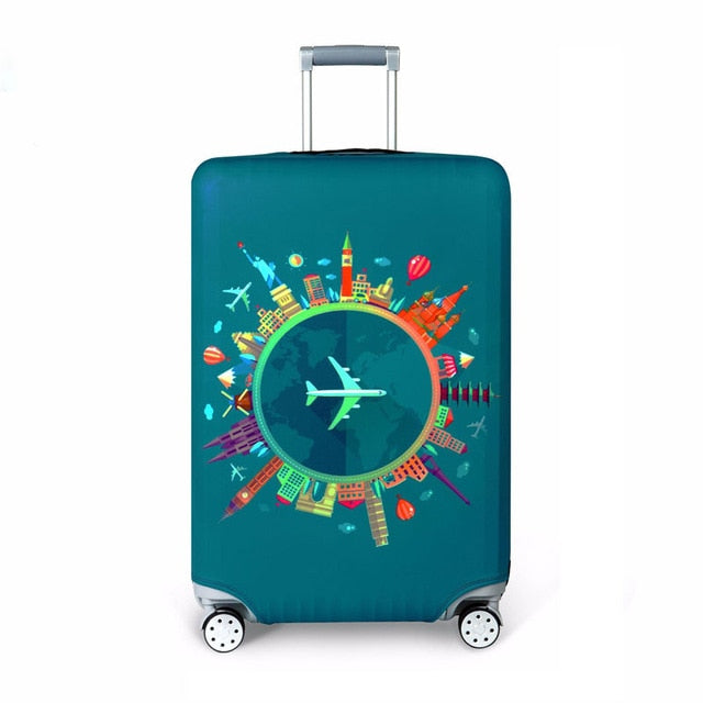 OKOKC World Map Elastic Thick Luggage Cover for Trunk Case Apply to 18''-32'' Suitcase,Suitcase Protective Cover Travel Accessor