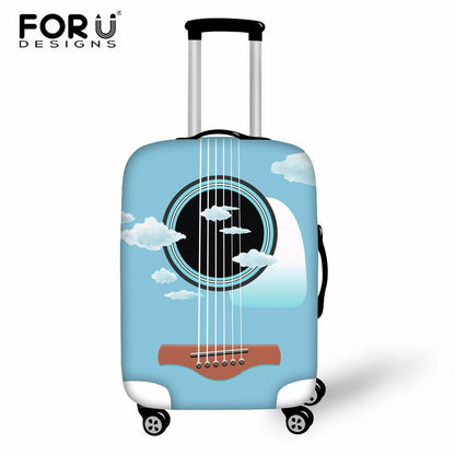 FORUDESIGNS Music Note Travel Luggage Suitcase Protective Cover, Stretch Dustproof Protective Cover,Guitar Print Suitcase Cover