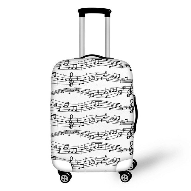 FORUDESIGNS Music Note Travel Luggage Suitcase Protective Cover, Stretch Dustproof Protective Cover,Guitar Print Suitcase Cover