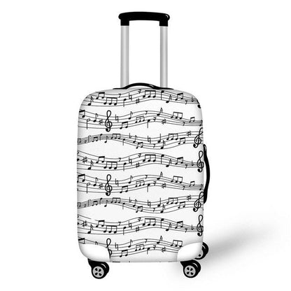 FORUDESIGNS Music Note Travel Luggage Suitcase Protective Cover, Stretch Dustproof Protective Cover,Guitar Print Suitcase Cover