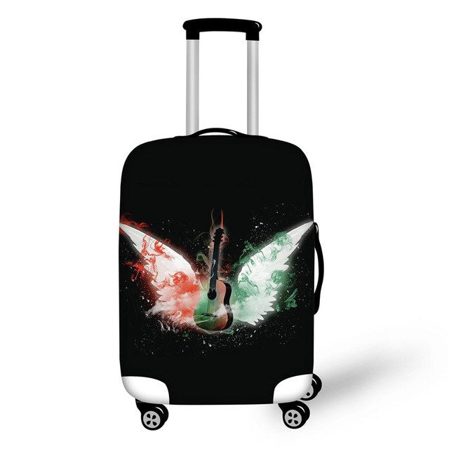 FORUDESIGNS Music Note Travel Luggage Suitcase Protective Cover, Stretch Dustproof Protective Cover,Guitar Print Suitcase Cover