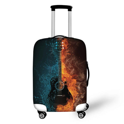 FORUDESIGNS Music Note Travel Luggage Suitcase Protective Cover, Stretch Dustproof Protective Cover,Guitar Print Suitcase Cover