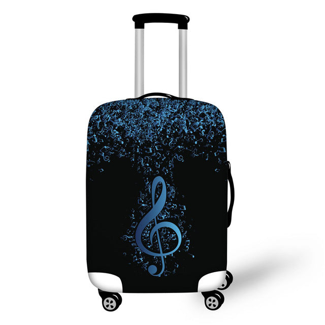 FORUDESIGNS Music Note Travel Luggage Suitcase Protective Cover, Stretch Dustproof Protective Cover,Guitar Print Suitcase Cover
