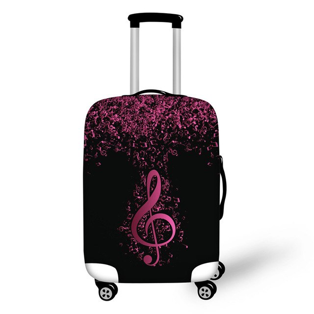 FORUDESIGNS Music Note Travel Luggage Suitcase Protective Cover, Stretch Dustproof Protective Cover,Guitar Print Suitcase Cover