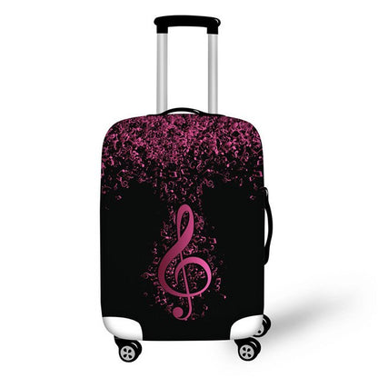 FORUDESIGNS Music Note Travel Luggage Suitcase Protective Cover, Stretch Dustproof Protective Cover,Guitar Print Suitcase Cover