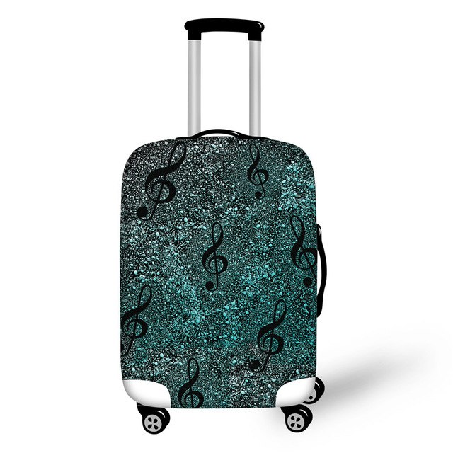 FORUDESIGNS Music Note Travel Luggage Suitcase Protective Cover, Stretch Dustproof Protective Cover,Guitar Print Suitcase Cover