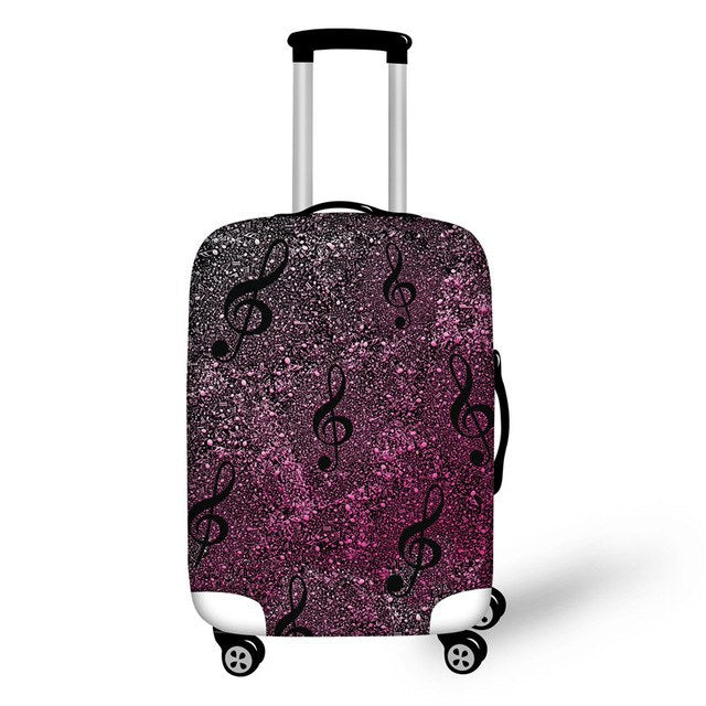 FORUDESIGNS Music Note Travel Luggage Suitcase Protective Cover, Stretch Dustproof Protective Cover,Guitar Print Suitcase Cover