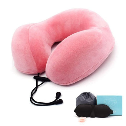 Memory Foam U-Shape Travel Pillow Airplane Solid Color Pillow Travel Pillows