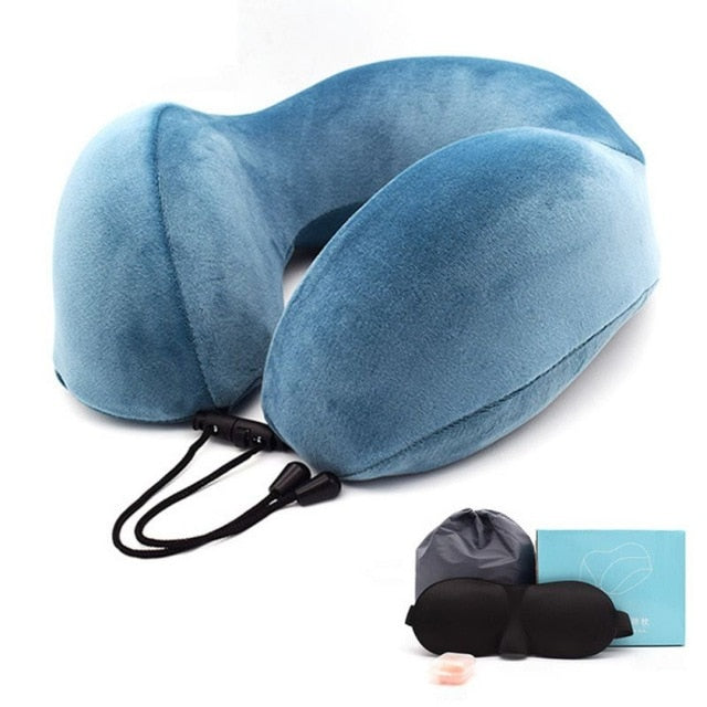 Memory Foam U-Shape Travel Pillow Airplane Solid Color Pillow Travel Pillows