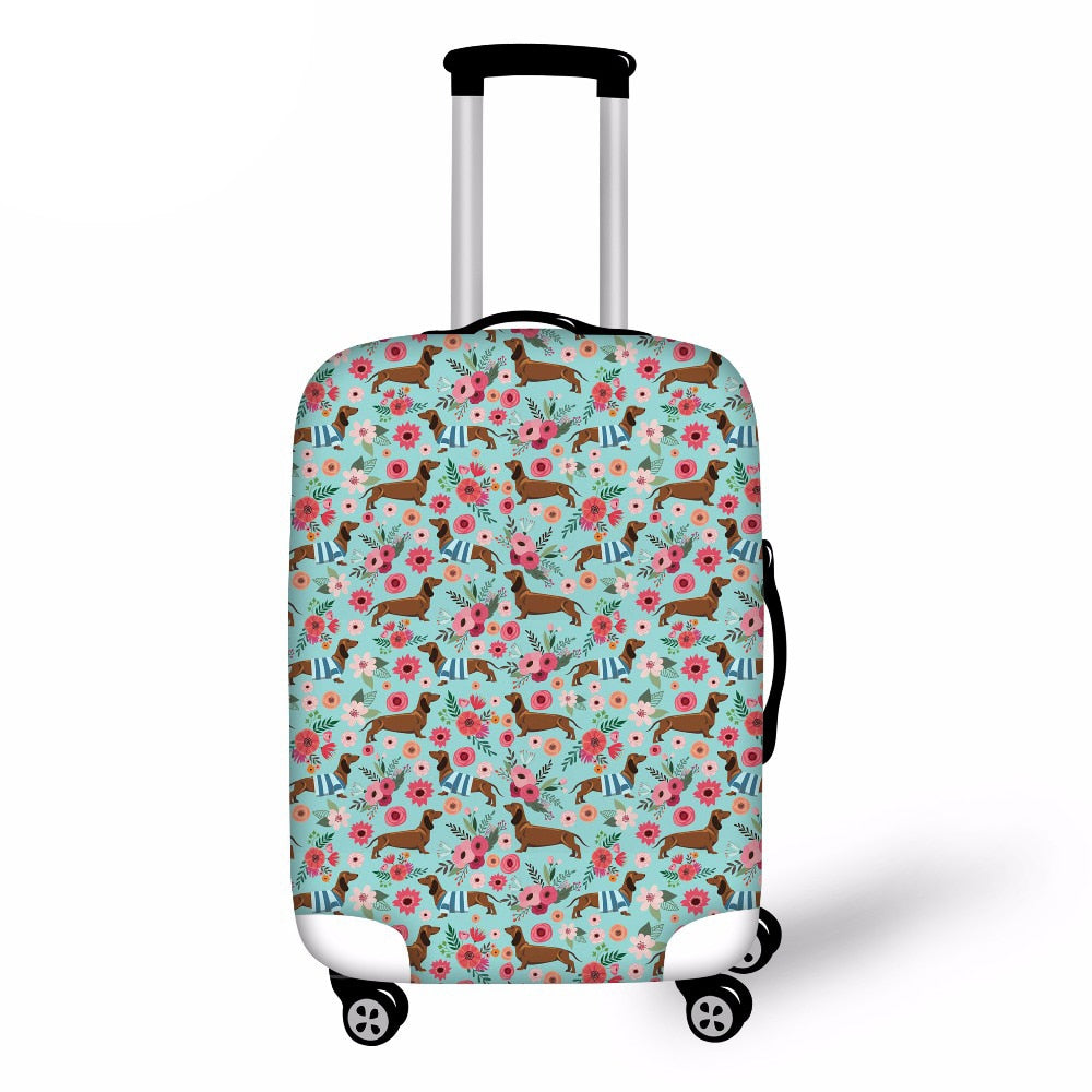 Customized Image Travel Luggage Suitcase Protective Cover Dachshund Dog print Stretch Dustproof Protective Cover Suitcase Cover