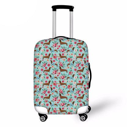 Customized Image Travel Luggage Suitcase Protective Cover Dachshund Dog print Stretch Dustproof Protective Cover Suitcase Cover
