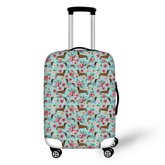 Customized Image Travel Luggage Suitcase Protective Cover Dachshund Dog print Stretch Dustproof Protective Cover Suitcase Cover
