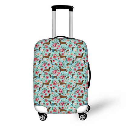 Customized Image Travel Luggage Suitcase Protective Cover Dachshund Dog print Stretch Dustproof Protective Cover Suitcase Cover